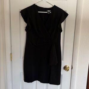 DKNY Black Midi Wrap Dress
